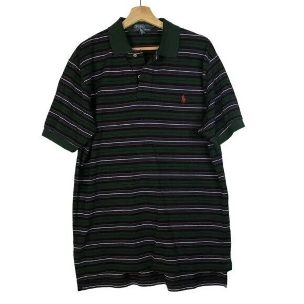 Polo Ralph Lauren Hunter Green Stripe Short Sleeve Polo L